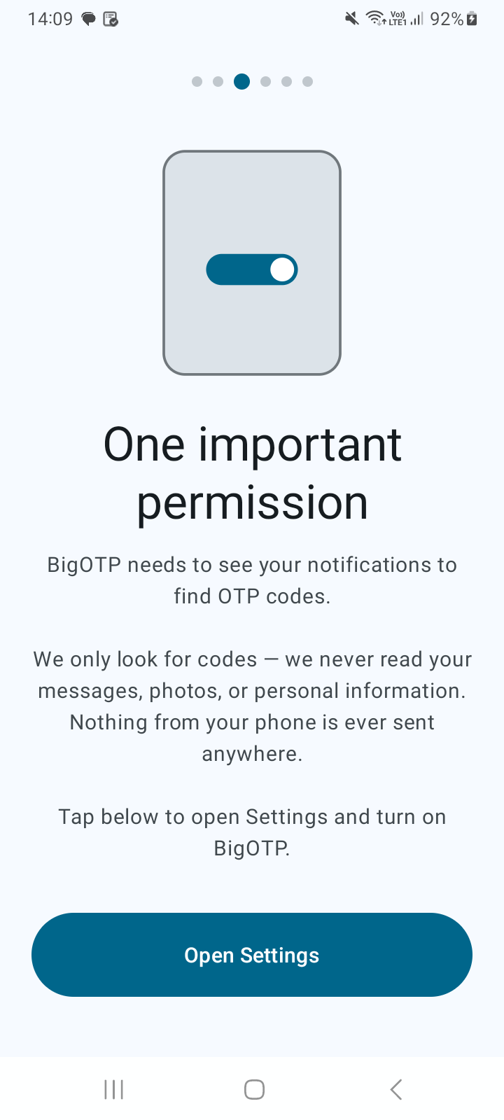 Onboarding — notification permission explanation